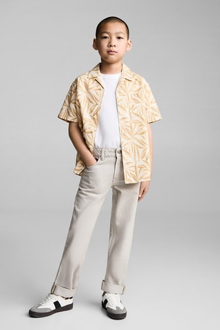Chemise coton manches courtes - Jaune