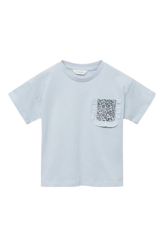 T-shirt poche plaquée - Bleu