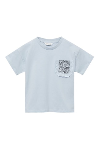 T-shirt poche plaquée - Bleu