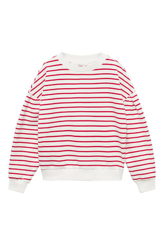 Sweat-shirt coton rayures - Rouge