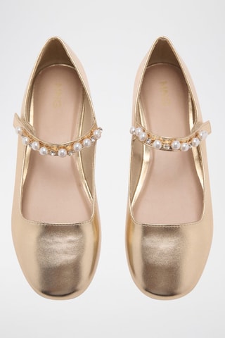 Ballerines métallisées à perles - Doré