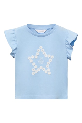 T-shirt relief volants - Blanc et bleu