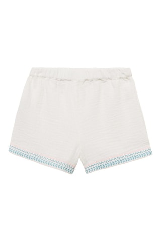 Short plissé brodé - Blanc