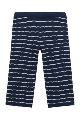 Pantalon en maille ajourée à rayures - Bleu