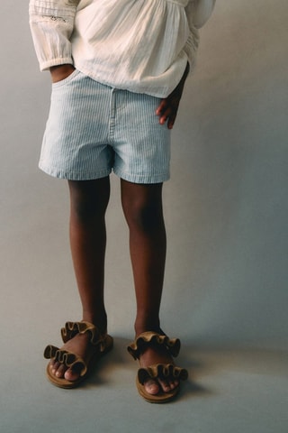 Short en jean à rayures - Bleu