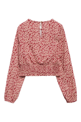 Blouse imprimée froncée - Rouge