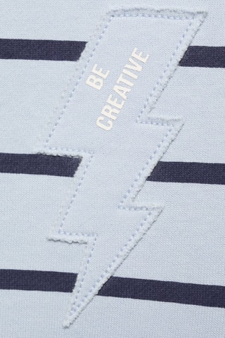 Sweat-shirt brodé rayures - Bleu