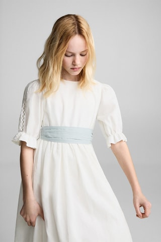 Robe lin volantée - Blanc