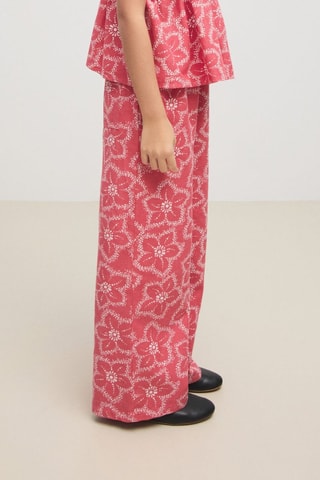 Pantalon imprimé floral - Rouge