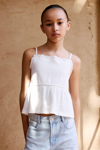 Top broderie suisse - Blanc