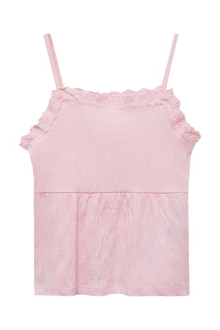 Top broderie suisse - Rose