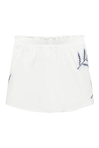 Jupe-culotte détail brodé - Blanc