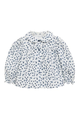 Blouse coton à fleurs - Blanc