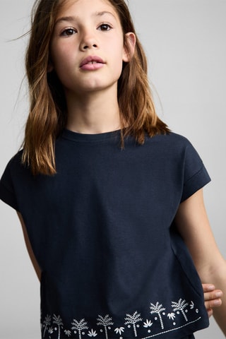 T-shirt manches courtes brodé - Bleu
