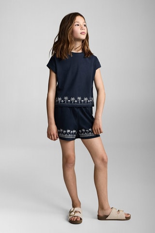 T-shirt manches courtes brodé - Bleu