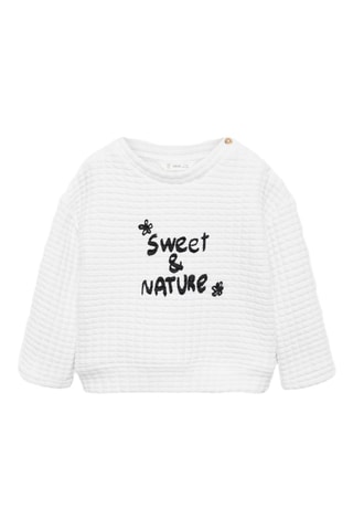 Sweat-shirt message texturé - Blanc