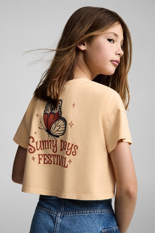 T-shirt crop imprimé - Orange