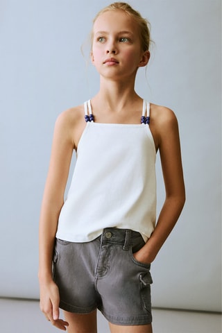 T-shirt détail perles - Blanc