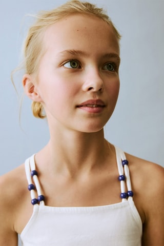 T-shirt détail perles - Blanc