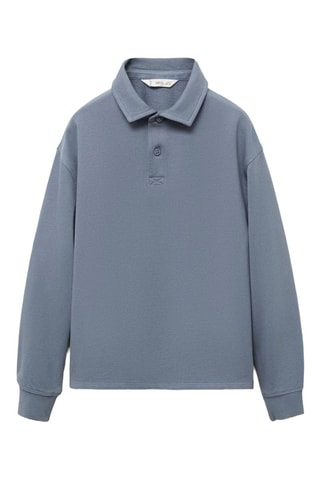 Sweat-shirt col polo - Bleu
