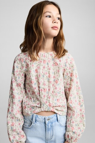 Blouse à fleurs - Beige