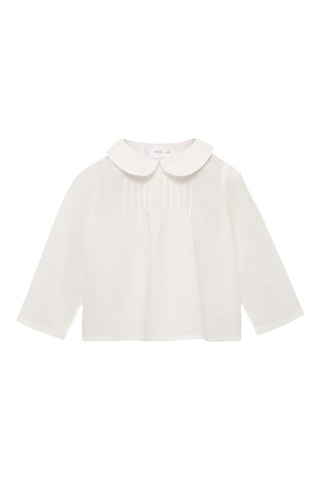 Blouse coton col Claudine - Blanc