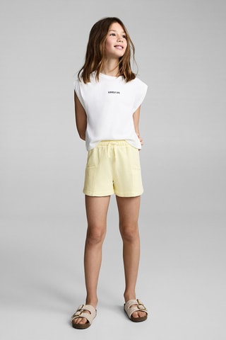 Short coton taille élastique - Jaune