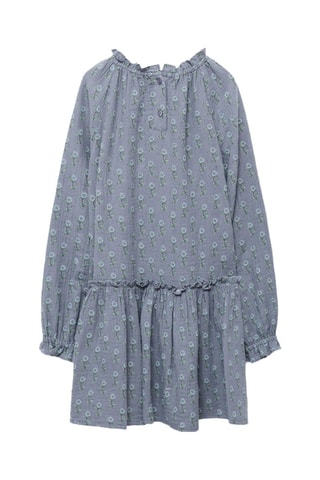 Robe florale à volant - Bleu