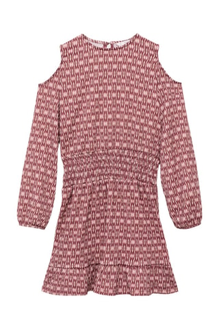 Robe froncée imprimée - Rouge