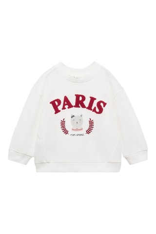 Sweat-shirt coton détails brodés - Blanc