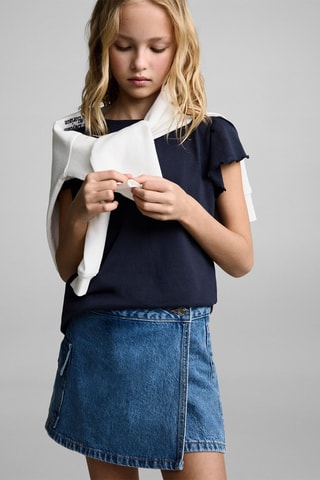 T-shirt volants manches courtes - Blanc