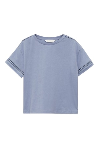 T-shirt détails ajourés - Bleu