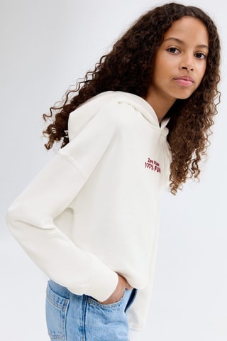 Sweat-shirt imprimé capuche - Blanc