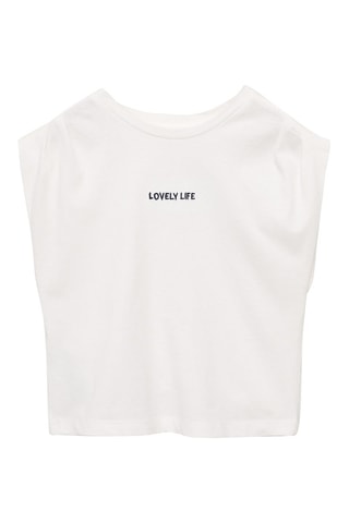 T-shirt message plis épaules - Blanc