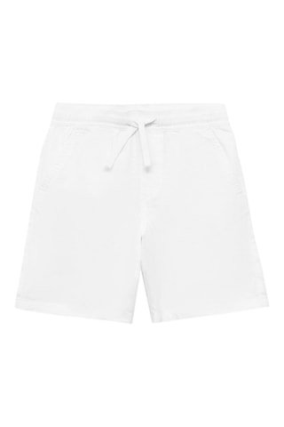 Bermuda lin taille élastique - Blanc