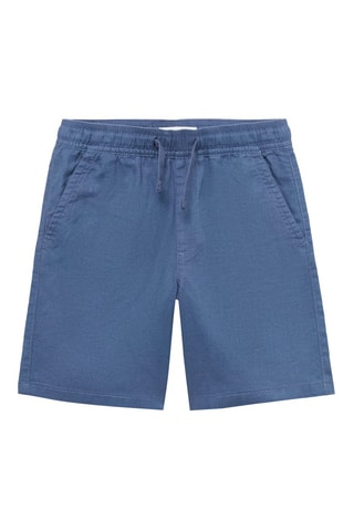 Bermuda lin taille élastique - Bleu