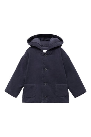 Manteau velours côtelé capuche - Bleu
