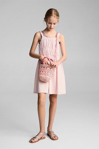 Robe froncée bretelles - Rose