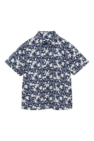Chemise avec imprimé tropical - Bleu