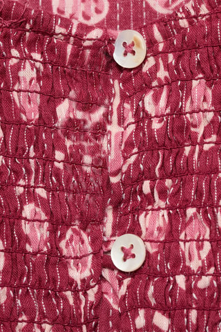 Blouse imprimée à volants - Rouge