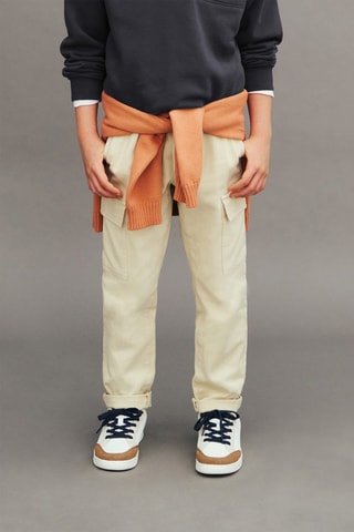 Pantalon droit cargo - Beige