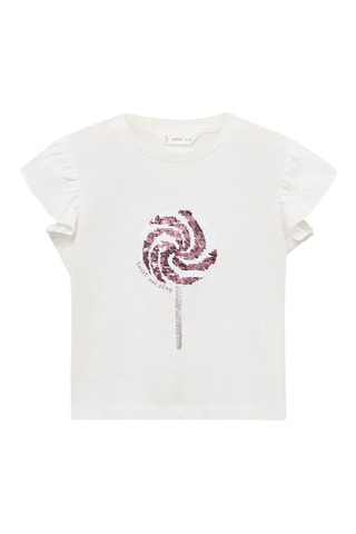 T-shirt imprimé paillettes - Blanc