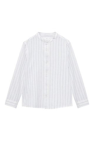 Chemise col mao à rayures - Blanc
