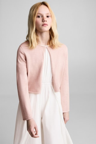 Cardigan maille fine coton - Rose clair