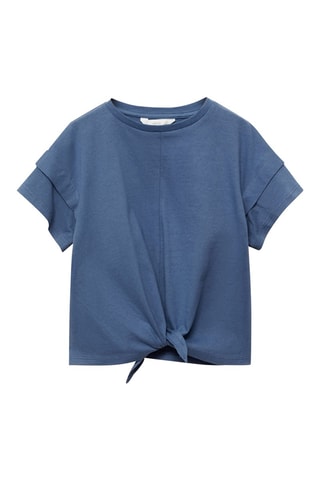T-shirt coton détail noeud - Blanc