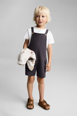 Salopette courte maille - Gris