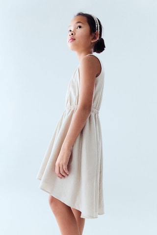 Robe lin détail froncé - Gris