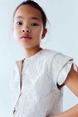Robe lin détail froncé - Gris