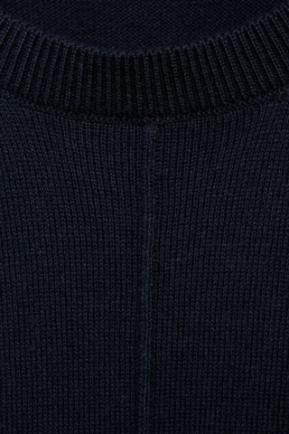 Pull-over en coton coutures décoratives - Bleu marine