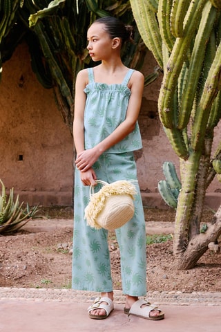 Pantalon droit imprimé - Vert